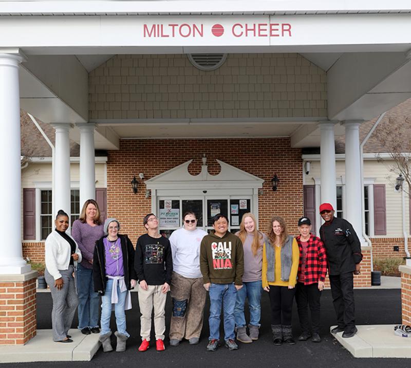 Easterseals leaders and program participants gathered with Milton CHEER Center personnel are (l-r) Terry Ross, Easterseals program support specialist; Susan Mitchell, Milton CHEER Center director; Jennifer Young; Andrew Detwiler; Amber Birney; Bradley Rankin; Courtney Leitz; Tiffany Crouch; Diane Couto, kitchen helper; and Ricky Pitts, Milton CHEER Center chef manager. SUBMITTED PHOTO